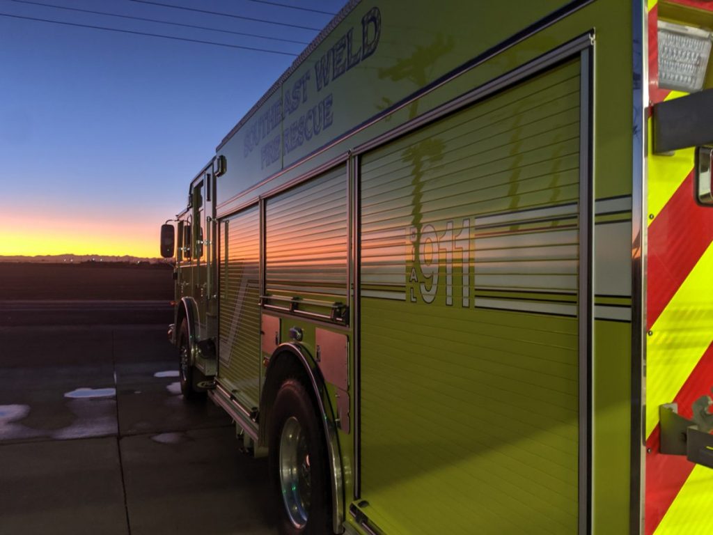 Fire engine #3911 at sunset