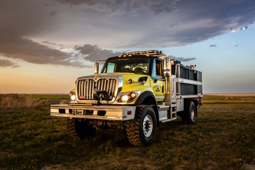 One of our firetrucks at sunset